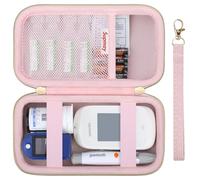 Supmay Diabetic Supplies Hard Case Diabetic Supply Organizer Bag Carrying Case for Diabetes Testing Kit Blood Glucose Monitor Kit with Blood Sugar Glucometer Test Strips Lancing Device Lancets, Pink