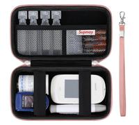 Supmay Diabetic Supplies Hard Case Diabetic Supply Organizer Bag Carrying Case for Diabetes Testing Kit Blood Glucose Monitor with Blood Sugar Glucometer Test Strips Lancing Device Lancets, Rose Gold