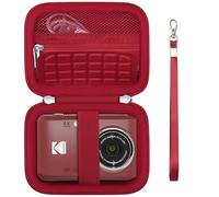Supmay Digital Camera Case Compatible with Kodak PIXPRO FZ45 FZ55 FZ53 FZ43 Digital Camera, Vlogging Camera Storage Holder Travel Bag with Mesh Pocket for Battery, USB Cable, SD Card, Red