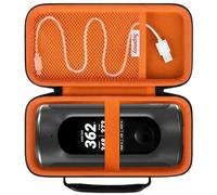 Supmay Hard Carrying Case for Blue Tees Golf Player+ AI-Powered GPS Speaker - Touchscreen Display, GPS Speaker Player Protection Case with Mesh Pocket for Charging Cables, Black+Orange