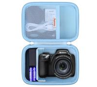 Supmay Hard Carrying Case for KODAK PIXPRO AZ405 / AZ528 / AZ425 / AZ255 / AZ401 Digital Camera, Vlogging Camera Storage Holder Travel Bag with Mesh Pocket for Battery Pack, USB Cable, Blue