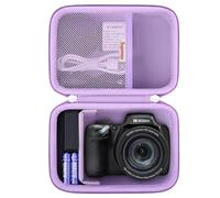 Supmay Hard Carrying Case for KODAK PIXPRO AZ405 / AZ528 / AZ425 / AZ255 / AZ401 Digital Camera, Vlogging Camera Storage Holder Travel Bag with Mesh Pocket for Battery Pack, USB Cable, Purple