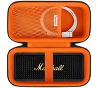 Supmay Hard Carrying Case for Marshall Emberton II/III Portable Bluetooth Speaker, Wireless Speaker Protection Case with Mesh Pocket for USB-C Charging Cable, Black+Orange