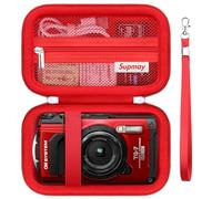 Supmay Hard Carrying Case for OM System Tough TG-7 Red Underwater Camera/Olympus Tough TG-6 Waterproof Camera, Travel Case with Zipper Mesh Pocket for USB Cable, SD Card, Battery, Red