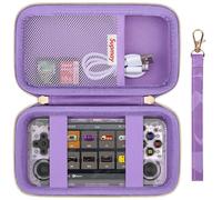 Supmay Hard Carrying Case for RG35XX H Retro Handheld Game Console, Retro Game Travel Storage Holder with Mesh Bag for SD Card, USB Type-C Cable, User Manual, Purple