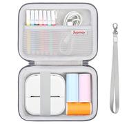 Supmay Hard Case Compatible with Memoking T02 Print Pods Mini Printer Sticker Maker, Storage Case with Mesh Pocket for T02 Mini Printer Sticker Paper, USB Cable, Grey