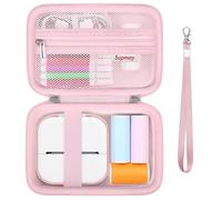 Supmay Hard Case Compatible with Memoking T02 Print Pods Mini Printer Sticker Maker, Storage Case with Mesh Pocket for T02 Mini Printer Sticker Paper, USB Cable, Pink
