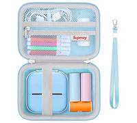 Supmay Hard Case Compatible with Memoking T02 Print Pods Mini Printer Sticker Maker, Storage Case with Mesh Pocket for T02 Mini Printer Sticker Paper, USB Cable, Blue