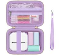 Supmay Hard Case Compatible with Memoking T02 Print Pods Mini Printer Sticker Maker, Storage Case with Mesh Pocket for T02 Mini Printer Sticker Paper, USB Cable, Purple