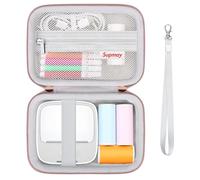 Supmay Hard Case Compatible with Memoking T02 Print Pods Mini Printer Sticker Maker, Storage Case with Mesh Pocket for T02 Mini Printer Sticker Paper, USB Cable, White