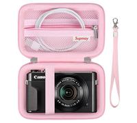 Supmay Hard Travel Case for Canon Powershot G7 X Mark II/ G7 X Mark III Digital Camera, Protective Storage Bag with Zipper Mesh Pocket for Battery Pack, Charging Cable and Other Accessories, Pink