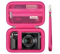 Supmay Hard Travel Case for Canon Powershot G7 X Mark II/ G7 X Mark III Digital Camera, Protective Storage Bag with Zipper Mesh Pocket for Battery Pack, Charging Cable and Other Accessories, Rose Red