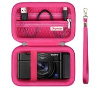 Supmay Hard Travel Case for Sony RX100 VII/ RX100 VI/ RX100 V/ RX100 IV/ RX100 III Advanced Premium Compact Camera, Protective Case Bag with Zipper Mesh Pocket for Battery Pack,Micro USB cable,Rosered