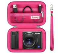 Supmay Hard Travel Case for Sony ZV-1F / ZV-1 / ZV-1 II Digital Camera, Digital Camera Protective Case Bag with Mesh Pocket for Battery, USB Cable, SD Card, Rosered