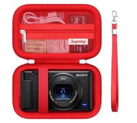 Supmay Hard Travel Case for Sony ZV-1F / ZV-1 / ZV-1 II Digital Camera, Storage Holder Travel Bag with Zipper Mesh Pocket for Battery Pack, Charging Cable, USB Card, Black, Red