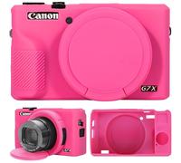 Supmay Silicone Case for Canon Powershot G7 X Mark III Digital Camera, Soft Silicone Protective Bag with Removable Lens Cover, G7 X III Silicone Cover Rubber Soft Camera Case, Rose Red