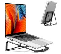 Supmega Laptop Stand for Desk, Aluminum Vertical Laptop Stand, 2-in-1 Laptop Riser Cooling Laptop Holder Compatible with MacBook Air Pro, Dell XPS, Lenovo, HP (11-17'') - Black