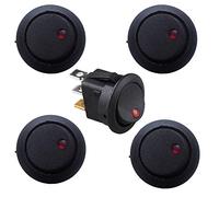 Supmico 5 X Car Rocker Toggle LED Dot Switch Red Light Lamp On-off Control 12V 16A