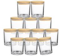 SUPMIND 12 Pack 14oz Glass Candle Jars - Clear Empty Candle Jars with Bamboo Lids, Bulk Candle Containers Jars for Making Candles 12 14 fl.oz