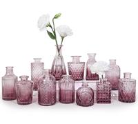 SUPMIND Glass Bud Vases Set, 12pcs Purple Small Flower Vases in Bulk