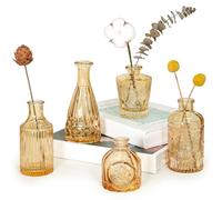 SUPMIND Glass Bud Vases Set of 5, Small Gold Amber Flower Vases in Bulk
