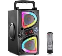 SUPNIU Bluetooth Speaker, 60W(Peak) Wireless Portable Small Home Party Speakers with Double Subwoofer Deep Bass, Radio, Lights, 80dB Loud Stereo Sound Boombox for Outdoor Camping Gifts