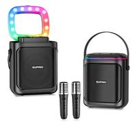 SUPNIU Portable Bluetooth Karaoke Speaker with 2 Wireless Mics, TV Direct Connection, LED Lights, 24H Playtime - Ideal for Home Parties