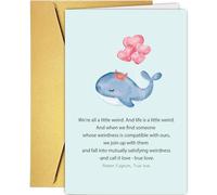 Supoeguk Cute Crab Whale Valentine's Day Card, Romantic Poem Birthday Card, Sweet Anniversary Card Gift, We're All A Little Weird