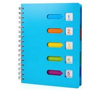 SUpoetry A5 Lined Notebook, Notebook with Register A5 Lined Spiral Binding 240 Sheets, Notebook with Divider for Students Office Writing Planner, 14.5 x 21cm, Blue