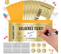 SUpoetry Pack of 6 Golden Ticket Voucher Scratch Cards with Envelope, Scratch Varnish and Sticker, Golden Ticket for Self-Labelling, Personal Gifts with Golden Ticket Scratch Card