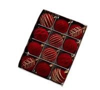 Supoion 12Pcs Velvets Christmas Tree Ornament Colorful Painted Baubles Festives Holiday Decorations for Home and Wedding