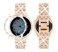 SUPOIX Band Case Compatible for Samsung Galaxy Watch 5 40mm/Watch 4 40mm, 20mm Women Bling Replacement Strap&PC Protective Bumper Face Cover for Galaxy Watch 5/4(Rose Gold/40mm)