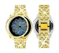SUPOIX Band Case Compatible for Samsung Galaxy Watch 5 44mm/Watch 4 44mm, 20mm Women Bling Replacement Strap&PC Protective Bumper Face Cover for Galaxy Watch 5/4(Gold/44mm)