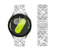 SUPOIX Band with Case ONLY Compatible for Samsung Galaxy Watch 8 44mm, 20mm Women Bling Replacement Strap & PC Protective Bumper Face Cover for Galaxy Watch 8 44mm (Silver/44mm)