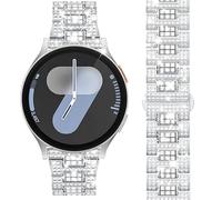 SUPOIX Band with Case ONLY Compatible for Samsung Galaxy Watch 8 44mm, 20mm Women Full Sparking Replacement Strap & PC Protective Bumper Face Cover for Galaxy Watch 8 44mm (Silver/44mm)