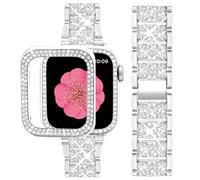 SUPOIX Compatible with Apple Watch Band 40mm + Case, Women Jewelry Bling Diamond Metal Bands & 2 Pack Protective Cover Cases for iWatch Series 6/5/4(Silver/40mm)