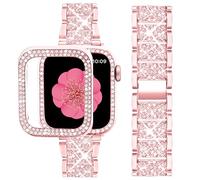 SUPOIX Compatible with Apple Watch Band + Case, Women Jewelry with Metal Strap and 2 Bumper Cases for iWatch Ultra Series 8 7 6 5 4 3 2 SE, pink, 41mm (Series 9/8/7), Patterned