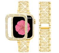SUPOIX Compatible with Apple Watch Band S11/S10 42mm + Case, Women Jewelry Bling Diamond Metal Strap & 2P Cover Cases for iWatch Series 11/10(Gold,42mm)