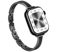 Supoix Slim Bracelet Bands for Apple Watch Women, Chic Thin Metal Band with Embedded Silicone Accents and Easy-Adjust Clasps, Compatible with Apple Watch Ultra 49mm & Series 11/10 46mm, Series 9/8/7
