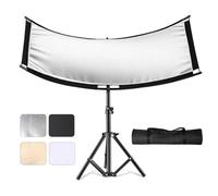 SUPON Clamshell Light Reflector Diffuser U Shape U Form Curved Reflector Portrait Reflectors with Light Stand Kit 180 x 60 cm Large Curved with Carry Bag for Studio Lighting Silver/Gold/Black/White