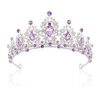 SuPoo Crowns for Women Purple Crown Birthday Tiara Crystal Headband Rhinestone Queen Bride Tiara Gems Hair Accessories Princess Decoration for Halloween Wedding Party Prom Gifts, 1 Count (Pack of 1)