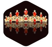 SuPoo Red Tiaras for Women Wedding Crown Queen Birthday Crown Bridal Headband Rhinestone Hair Accessories Princess Tiara Decoration for Party Prom Halloween Christmas Gifts