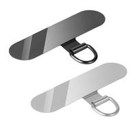 SupOttimo 2Pcs Phone Tether Tab for iPhone, Metal Cell Phone Lanyard Patch, Sticky-Free Universal Phone Patch, Phone Strap Replacement Part for All Full Phone Cases (Black+Silver)