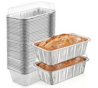 SUPPHOUS 60 Pack 1Lb Disposable Aluminum Loaf Pans with Chear Lids, 6"x3.5"x2" Mini Loaf Pans, Small Aluminum Tin Foil Baking Pan for Baking, Cakes, Bread, Meat