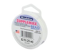 SuppleMax Braid Illusion Beading Cord, 0.50 mm / .020 in, Clear Braided Monofilament, 25 m / 82 ft