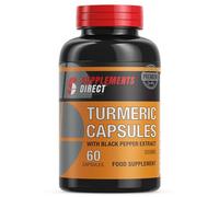 Supplements Direct - Turmeric Capsules (with Black Pepper) - 60 Capsules - 500mg - Turmeric Supplement - Anti-Oxidant Properties - Reduces Muscle Soreness - Ideal for Intense Training