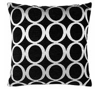 Supplied by Maple Textiles Alan Symonds Oh Geometric Woven Chenille Jacquard Cushion Cover, Black, 55 x 55 Cm