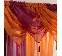 Supplied by Maple Textiles Luxury Voile Tasselled Swag in Maroon, Red, 22x18