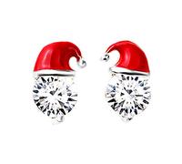 Supplies Discoveries Kits compatible with Machine Kits Rhinestone Studded Snowman Hat Ears Red Hat Silver Ears for Women Piercing Manufacturer Ultrasonic Jewelry, one size, Metal, No Gemstone