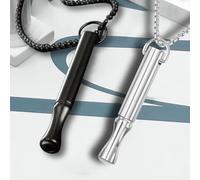 SUPPLIIONLINE Calm Flow Breathing Necklace - 2PCS Stainless Steel Mindful Breathing Tool for Anxiety Relief, Meditation & Stress Reduction - Necklace Gift for Men & Women (Black and Silver)